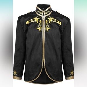 Mens Embroidery Blazer Medieval Suit Jacket Court Cosplay Uniform size 3XL